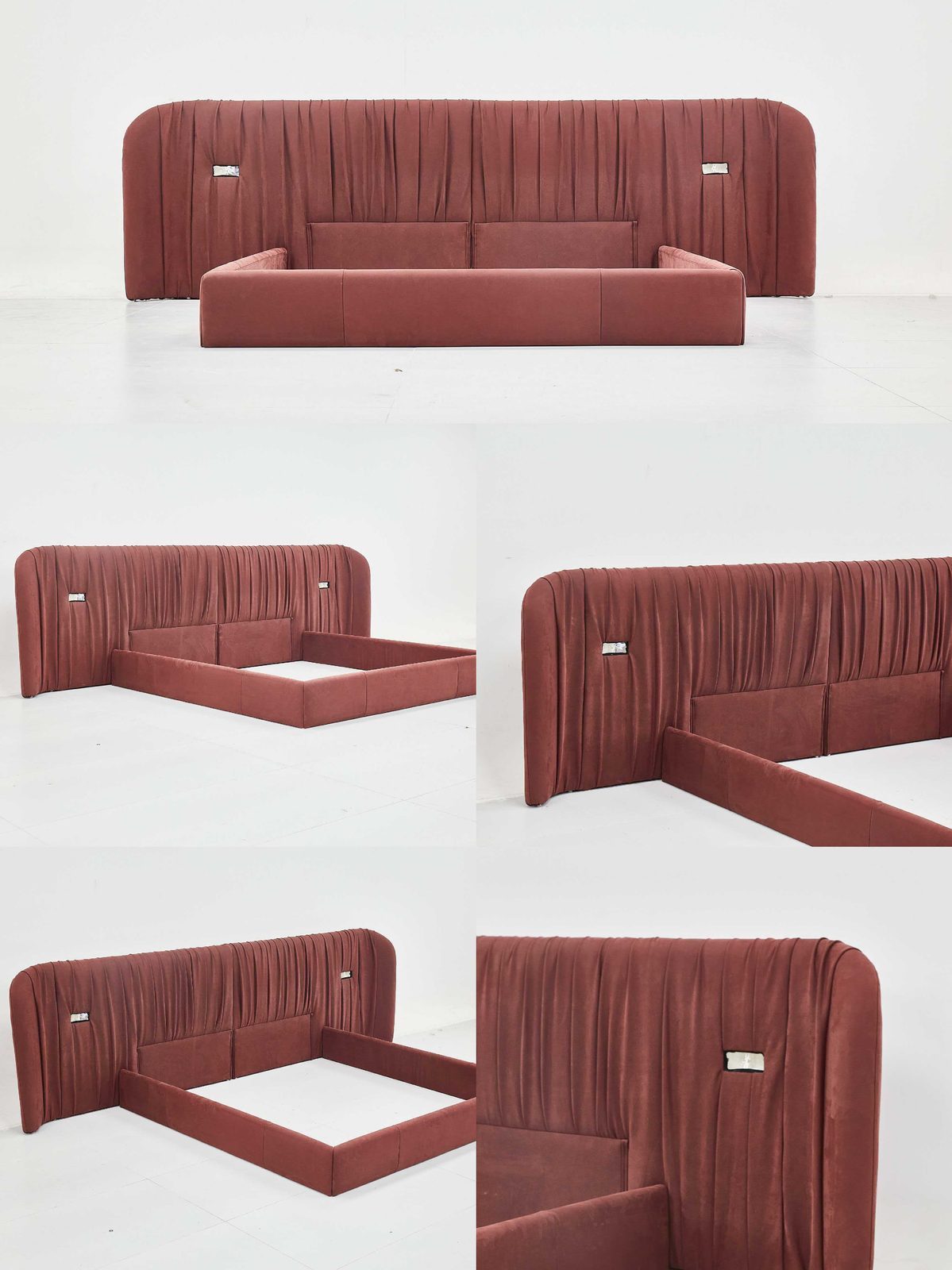 Upholstered bed frame on production line
