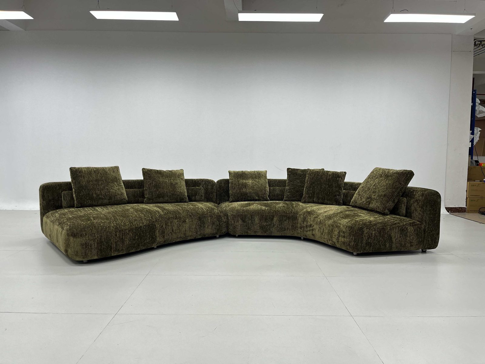 Modern modular sofa on production floor