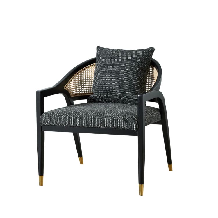 Monsanto Black Fabric Chair with Cane Back