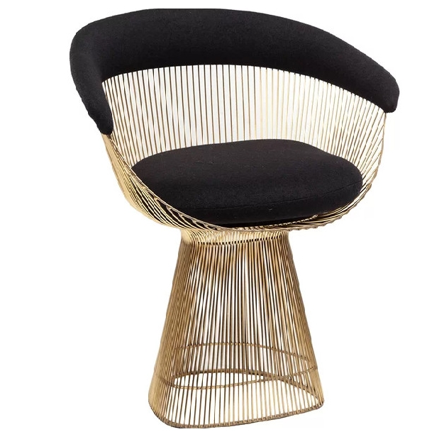 Gold Metal Drum Frame Accent Chair