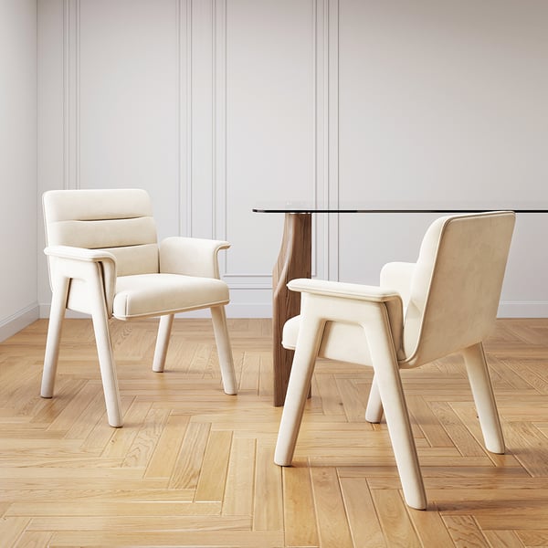 Modern Upholstered Velvet Channel Back Dining Chair