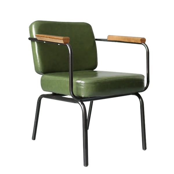 Modern Green Faux Leather Dining Chair With Arm Set